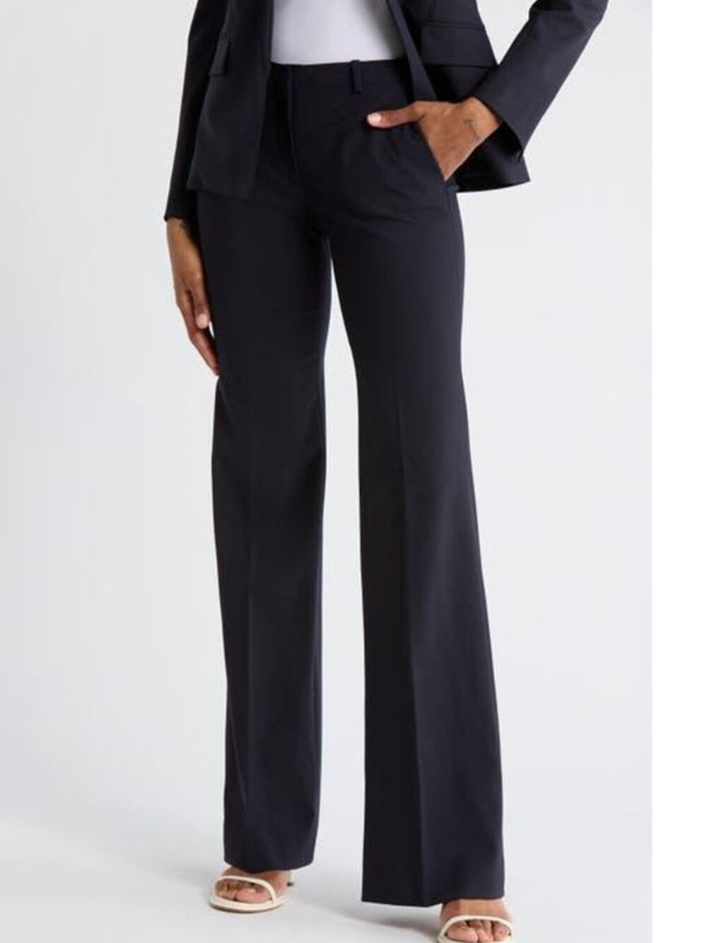 🌟 THEORY 🌟 DEMITRIA 4 STRETCH TRACEABLE WOOL TROUSER PANT BLACK SZ 12